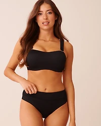 Bas de bikini brésilien taille mi-haute côtelé SOLID