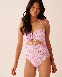 RIVIERA STRIPE Cut-out Bandeau One-piece Swimsuit