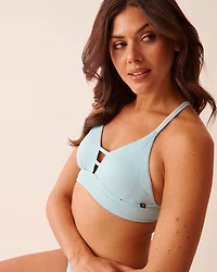 SOLID Ribbed Longline Triangle Bikini Top