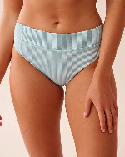 SOLID Ribbed Mid Waist Brazilian Bikini Bottom