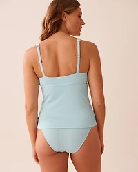 CARIBBEAN SEA Ribbed Plunge Tankini Top