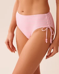 COTTON CANDY STRIPE Side Tie Mid Waist Bikini Bottom