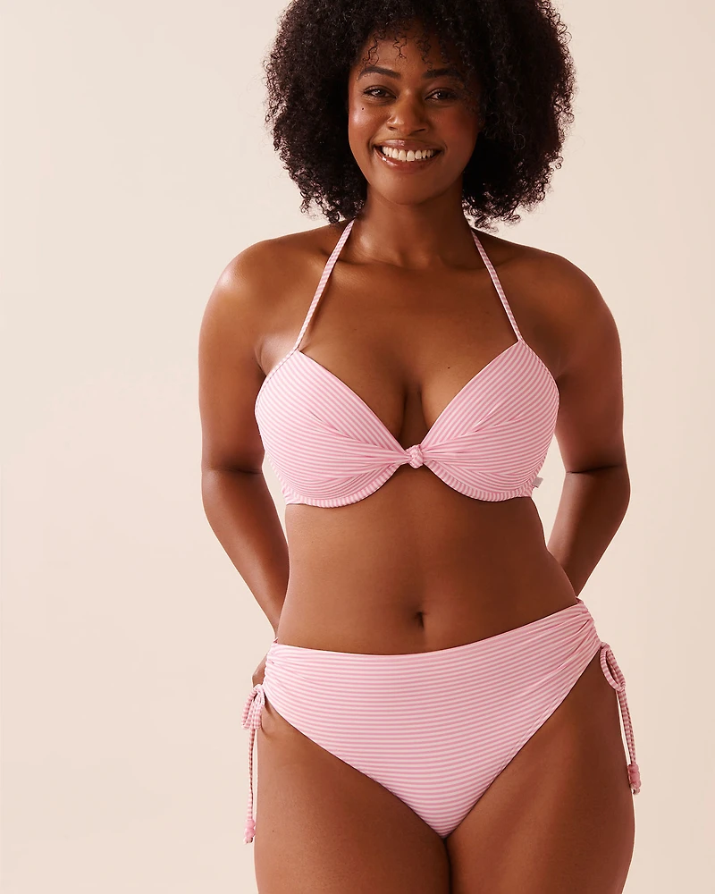 COTTON CANDY STRIPE Side Tie Mid Waist Bikini Bottom