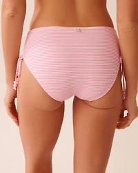 Bas de bikini taille mi-haute noué COTTON CANDY STRIPE