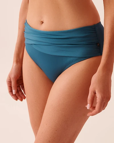 KHAKI GREY Draped Mid Waist Bikini Bottom