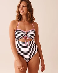 Maillot une-pièce bandeau à découpe RIVIERA STRIPE