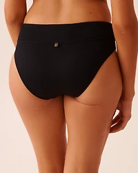 SOLID Ribbed Mid Waist Brazilian Bikini Bottom