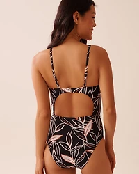TROPICAL OUTLINE Cut-out One-piece Swimsuit