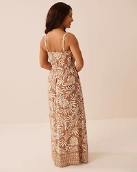 Robe longue en gaze imprimé tropical