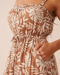 Robe longue en gaze imprimé tropical