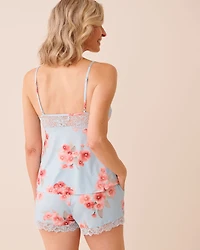 Spring Blossom Print Lace Trim Cami