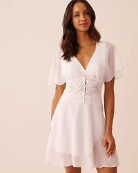 Chiffon and Lace Open Front Nightie