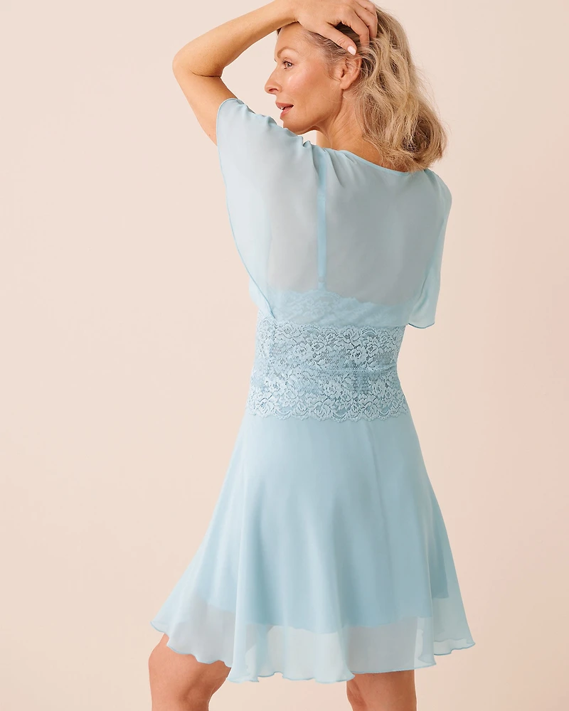 Chiffon and Lace Open Front Nightie