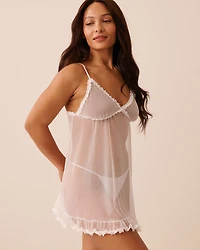 Ruffled Swiss Dot Mesh Nightie