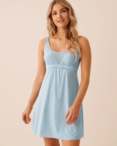 Floral Lace and Microfiber Nightie