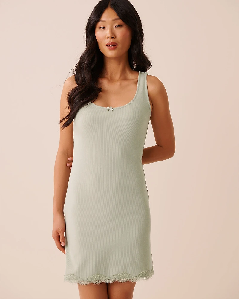 Ribbed Modal and Lace Trim Nightie