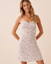 Nuisette en jersey doux imprimé poules