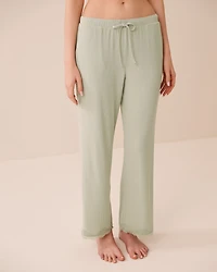 Pantalon en modal côtelé et bordures de dentelle