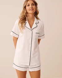 Short Sleeve Textured Satin PJ Set