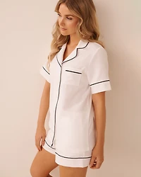 Short Sleeve Textured Satin PJ Set