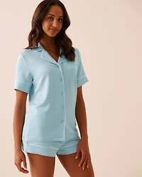 Short Sleeve Textured Satin PJ Set