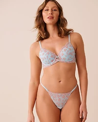 Culotte string ajustable en dentelle brodée