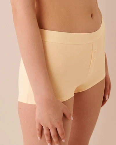 Cotton and Logo Elastic Band High Waist Boyshort Panty
