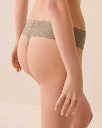 Wide Waistband Lace Thong Panty