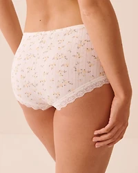 Culotte garçonne motif pointelle et dentelle