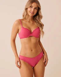 Microfiber and Lace Trim Brazilian Panty