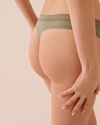 Super Soft Lace Trim Thong Panty