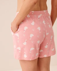 Blue Plaid Print Pajama Shorts