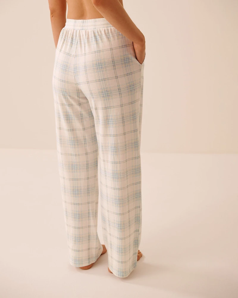 Blue Plaid Print Pajama Pants