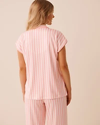 Floral Stripe Print Super Soft Button-down Shirt