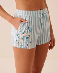 Short de pyjama ultra doux imprimé rayures florales