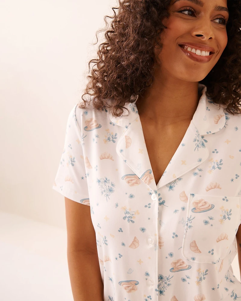 Chemisier manches courtes ultra doux imprimé brunch