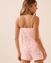 Floral Gingham Print Super Soft Cami with Shelf Bra