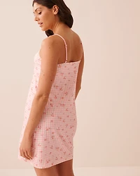 Floral Gingham Print Super Soft Nightie with Shelf Bra