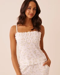 loral Print Pointelle Cami with Shelf Bra