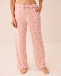 Pantalon de pyjama en pointelle à volants et imprimé floral