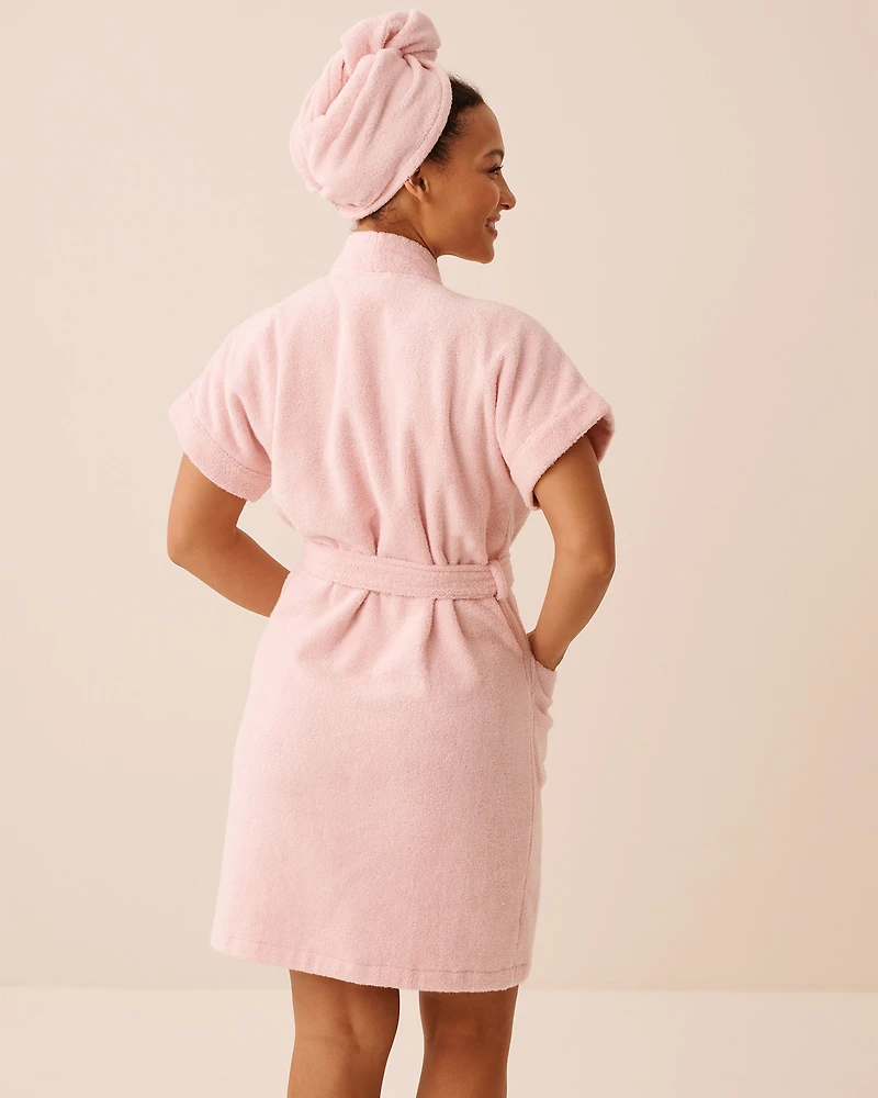 Terry Bath Robe & Hair Towel Set