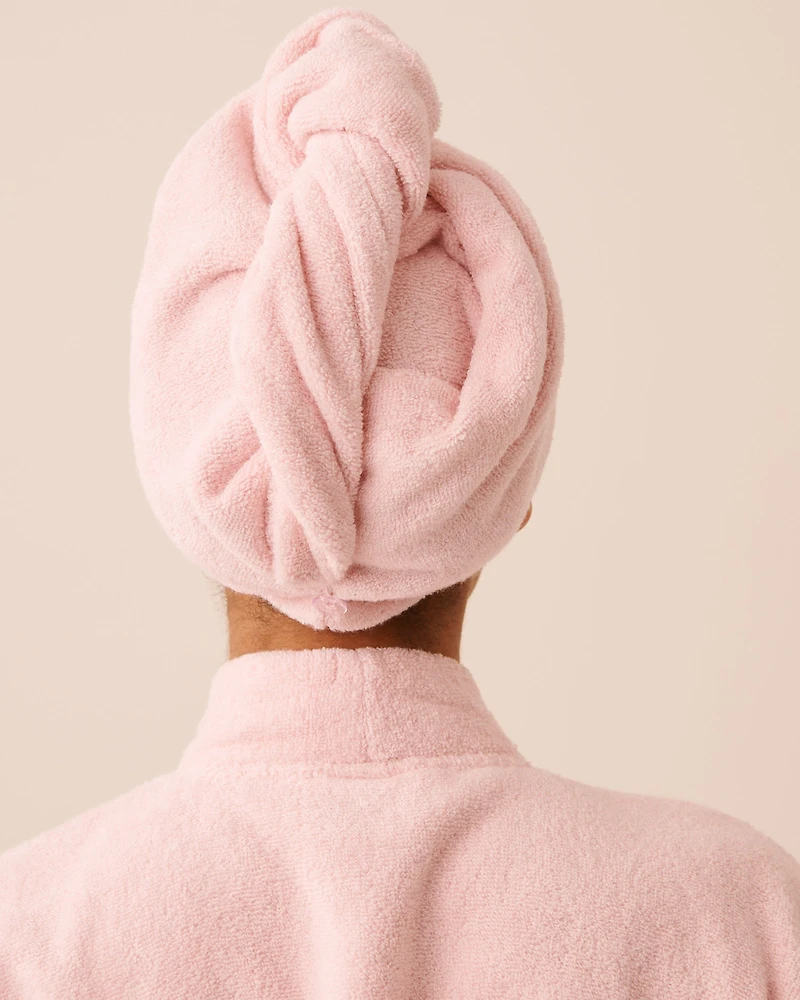 Terry Bath Robe & Hair Towel Set