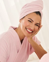 Ensemble peignoir en ratine et serviette pour cheveux