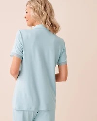 Chemisier manches courtes ultra doux bordure de dentelle