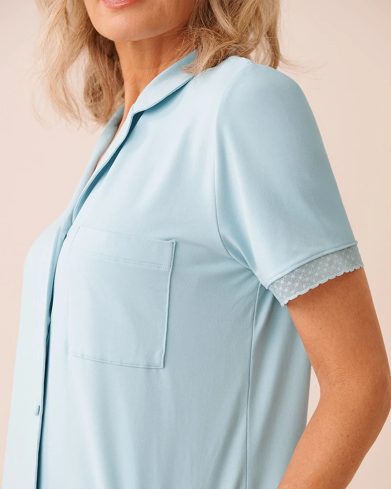 Chemisier manches courtes ultra doux bordure de dentelle