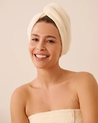 Ensemble serviette attachable en ratine et pour cheveux