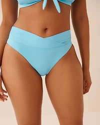 Bas de bikini taille haute croisée EARTHY GREEN