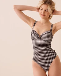BLACK GINGHAM Balconette One-piece Swimsuit
