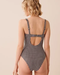 BLACK GINGHAM Balconette One-piece Swimsuit