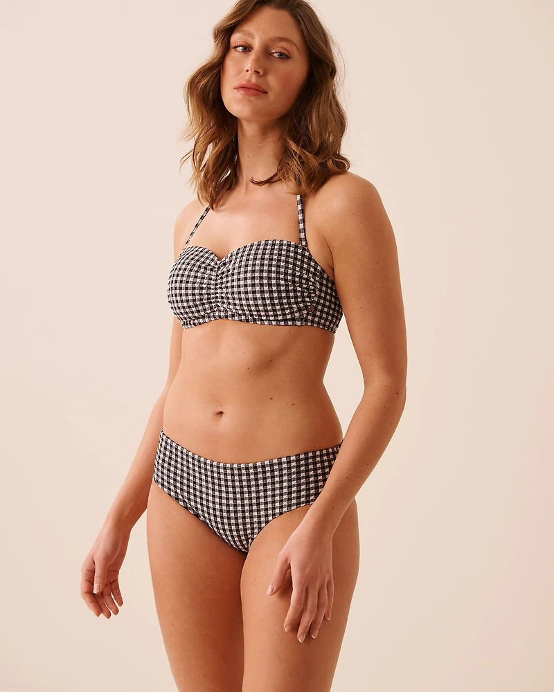 BLACK GINGHAM Bandeau Bikini Top